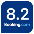 Booking.com Logo mit 8,2 Bewertung